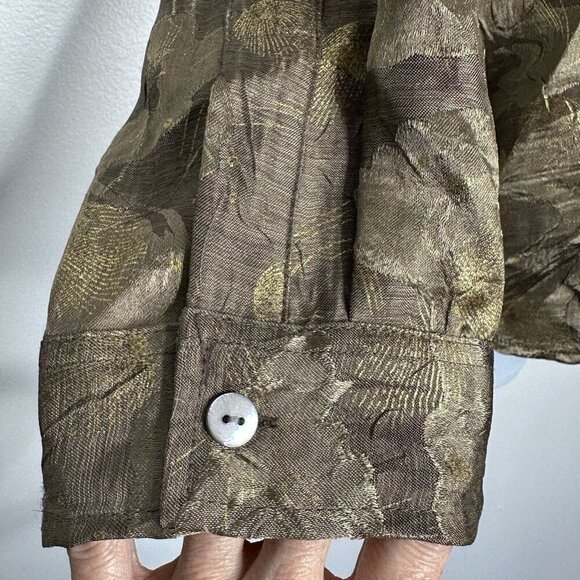 Chicos Button up Shirt Metallic Brocade Jacquard Size L - Picture 3 of 10